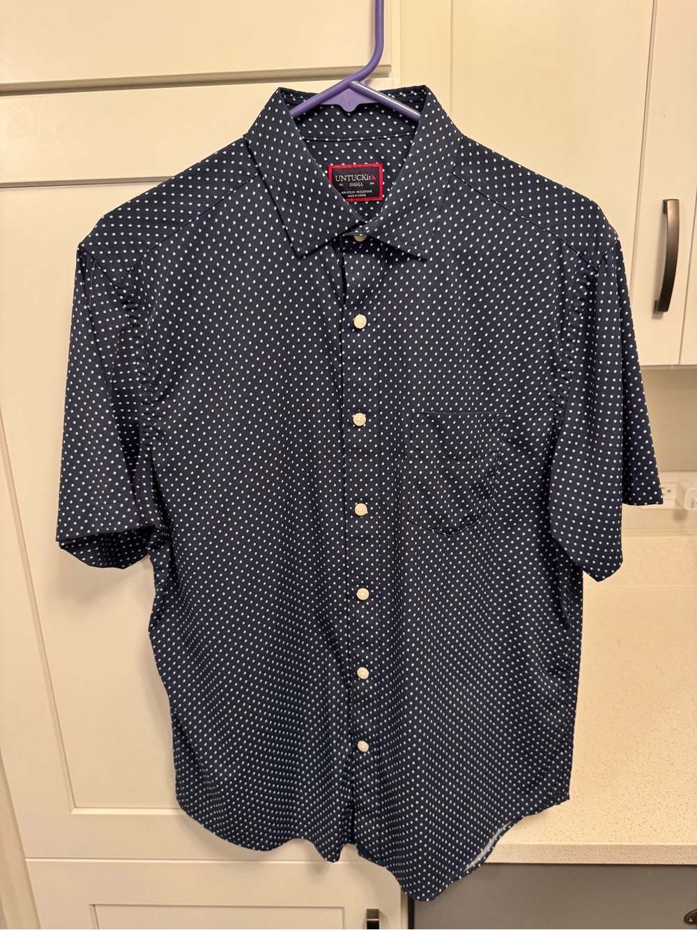 UNTUCKit Men's Navy Short-Sleeve Dot Print Button-Down Shirt